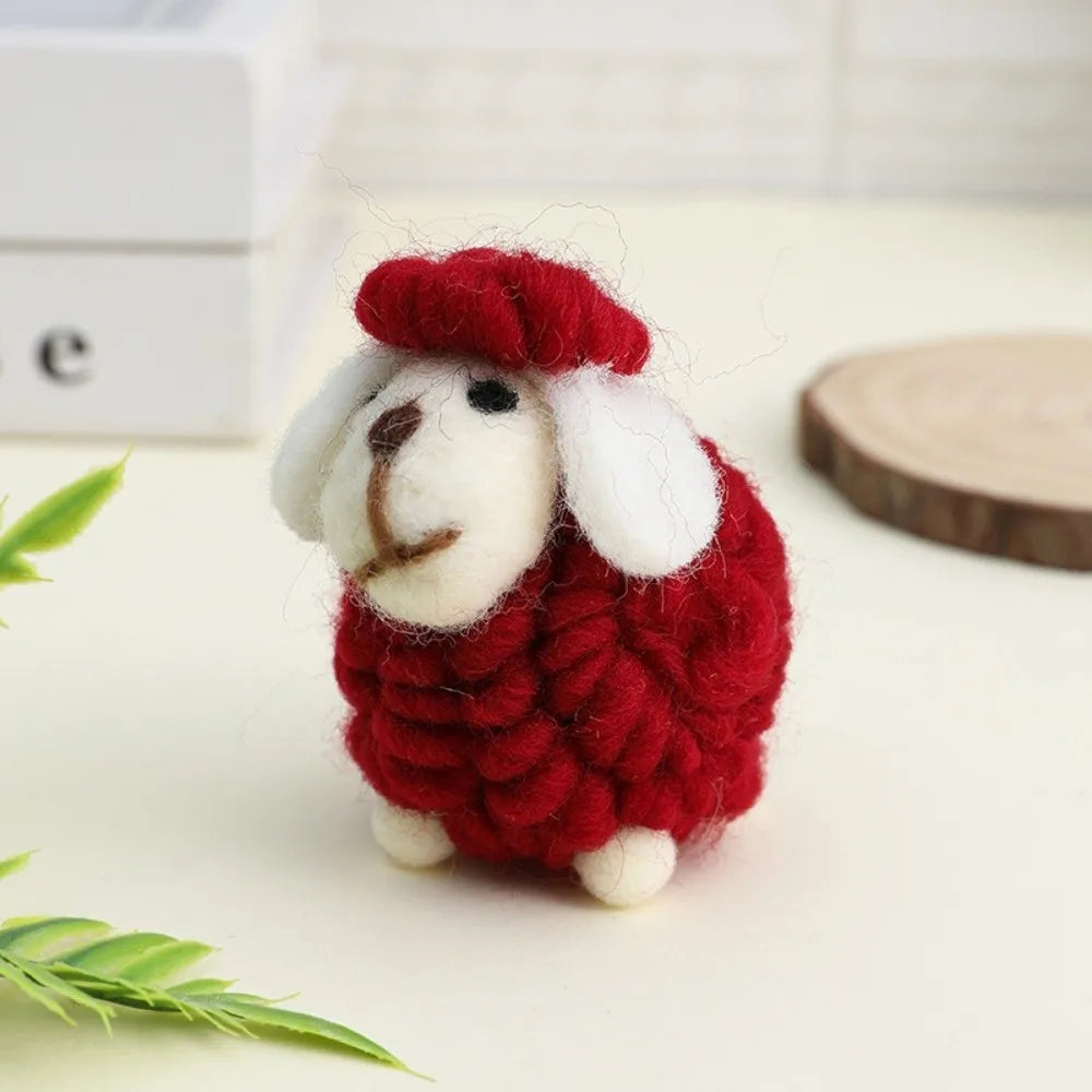 Wool Felt Christmas Sheep Figurine Nordic Lamb Ornament