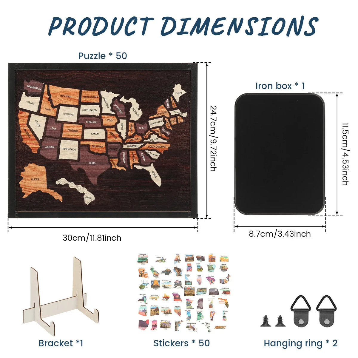 Wooden USA Map Puzzle Travel Tracker | Wall Art & Home Décor