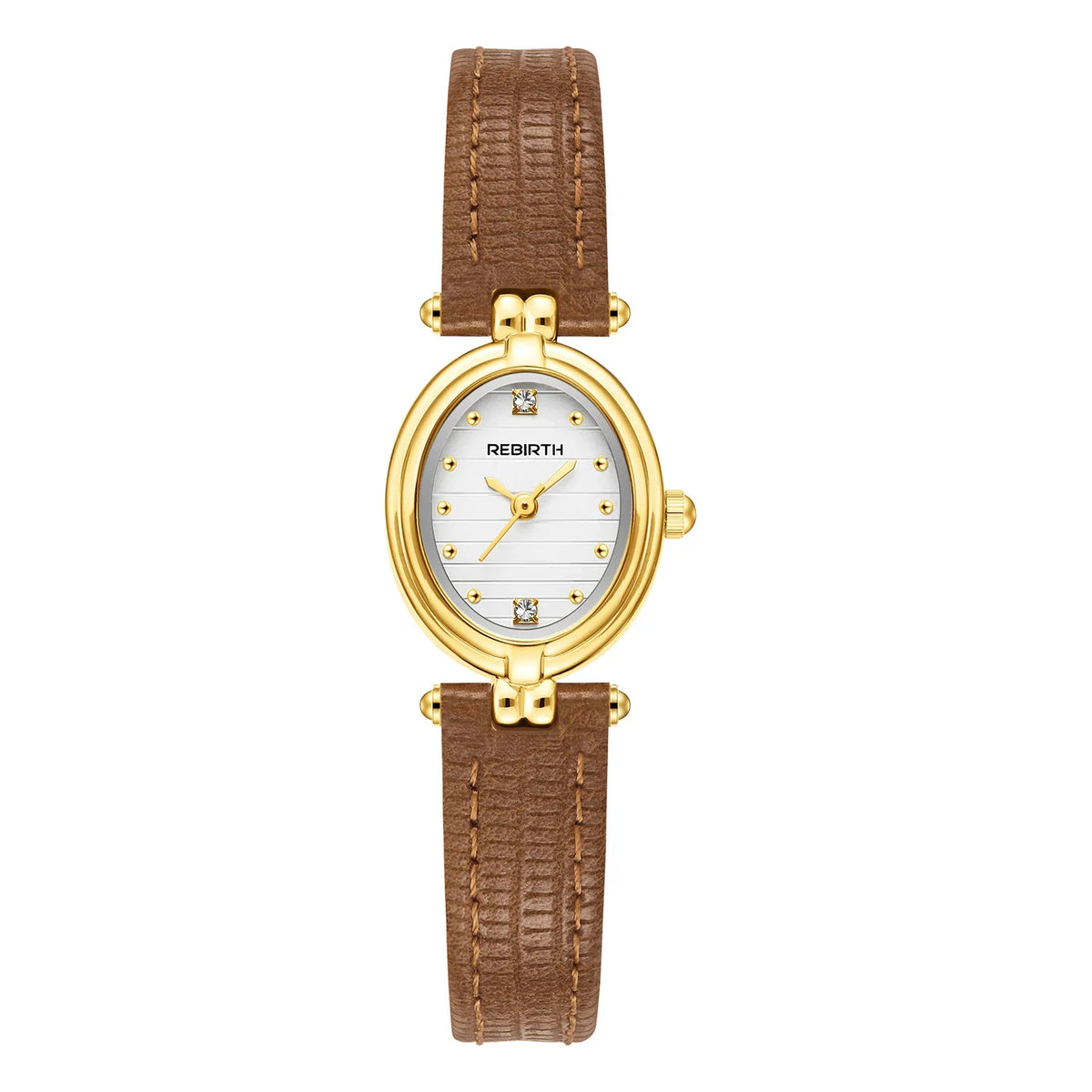 REBIRTH Women's Quartz Watch – Elegant Leather Band, Alloy Case