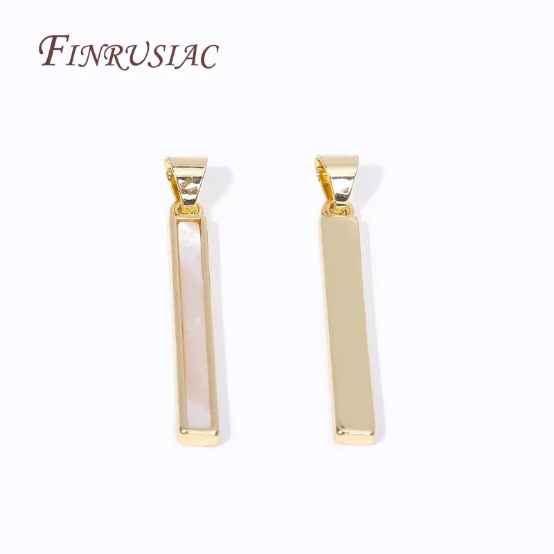 18K Gold Plated Rectangle Shell Pendant Charms | DIY Jewelry