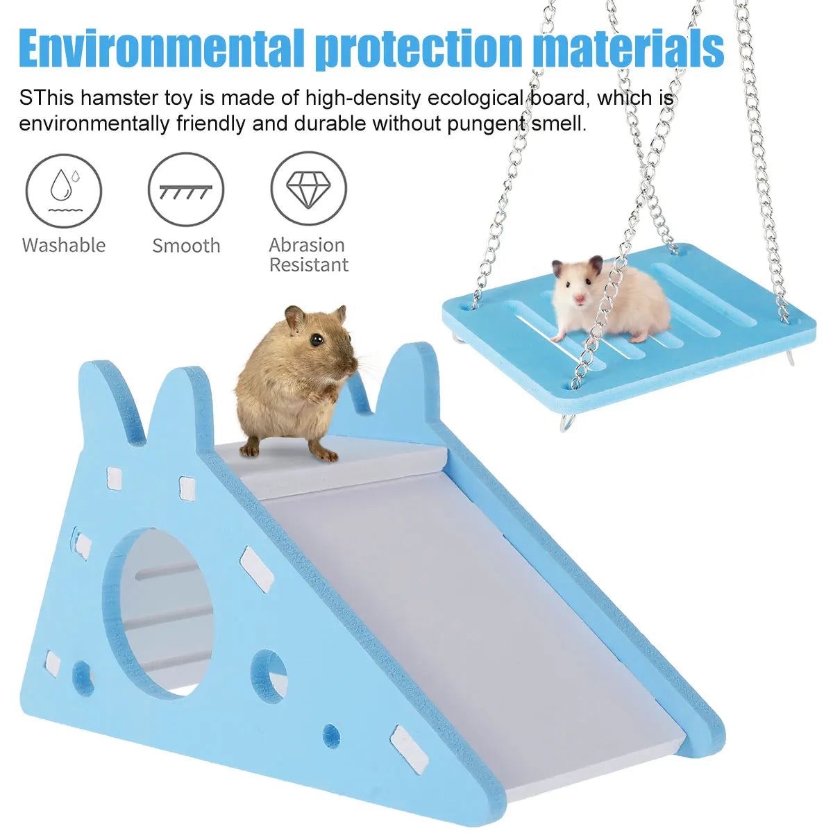 Hamster 3-in-1 Eco-Board Swing Seesaw & Slide Hut Toy Kit