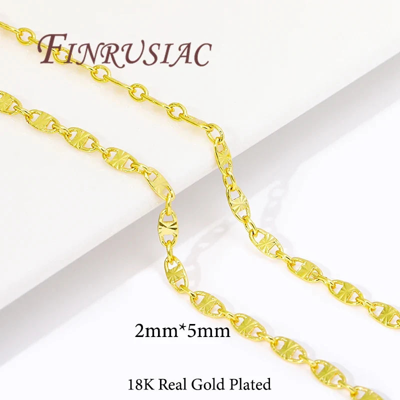 18K Gold Plated Brass Chain for DIY Jewelry Making | 2mm×5mm