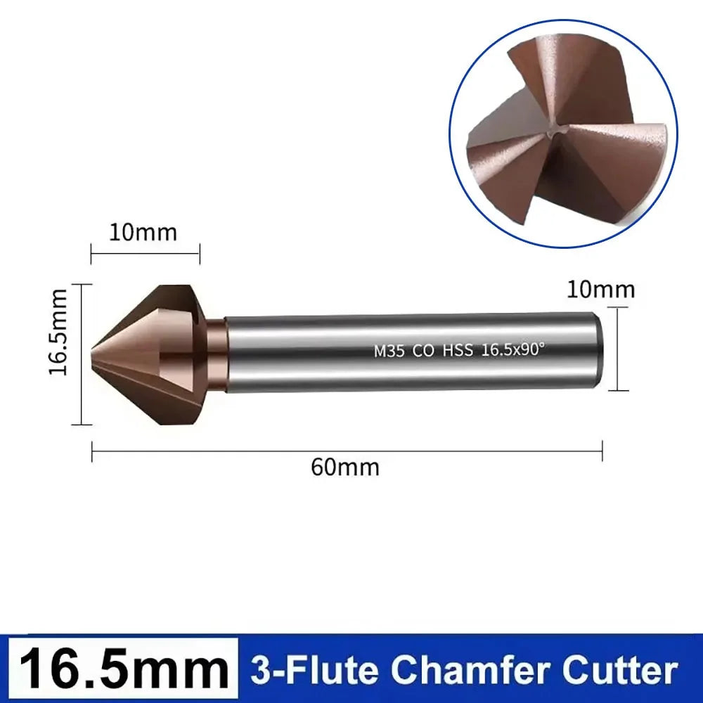 M35 Cobalt Countersink Drill Bit 3-Flute 90° 6.3–40mm