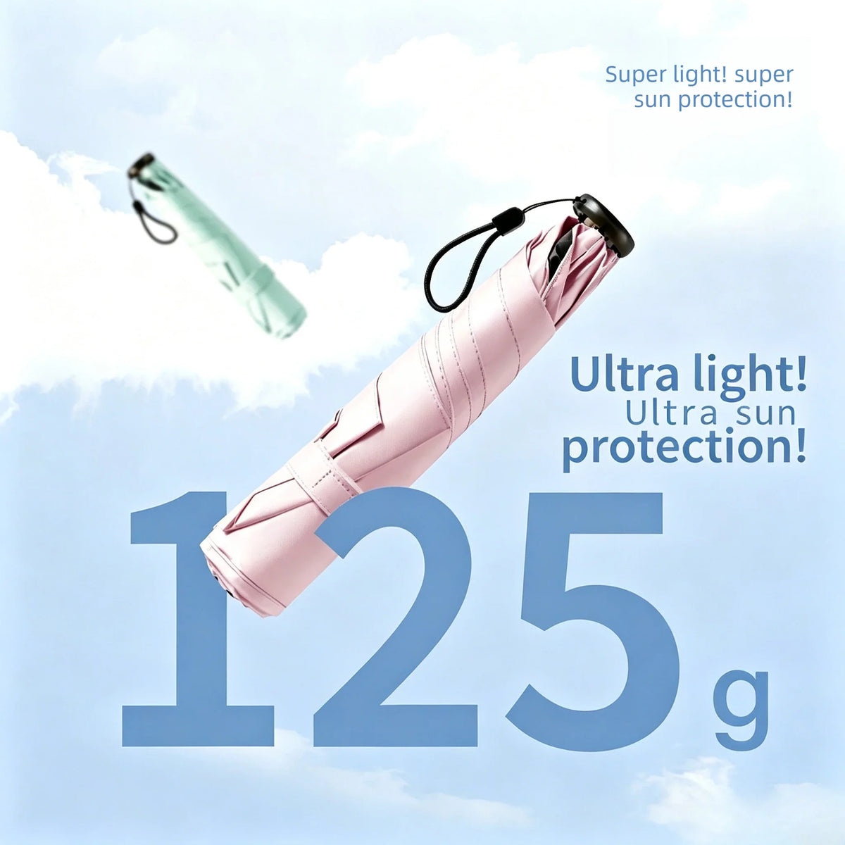2-in-1 UV Block Pocket Pencil Umbrella | Compact Folding Travel