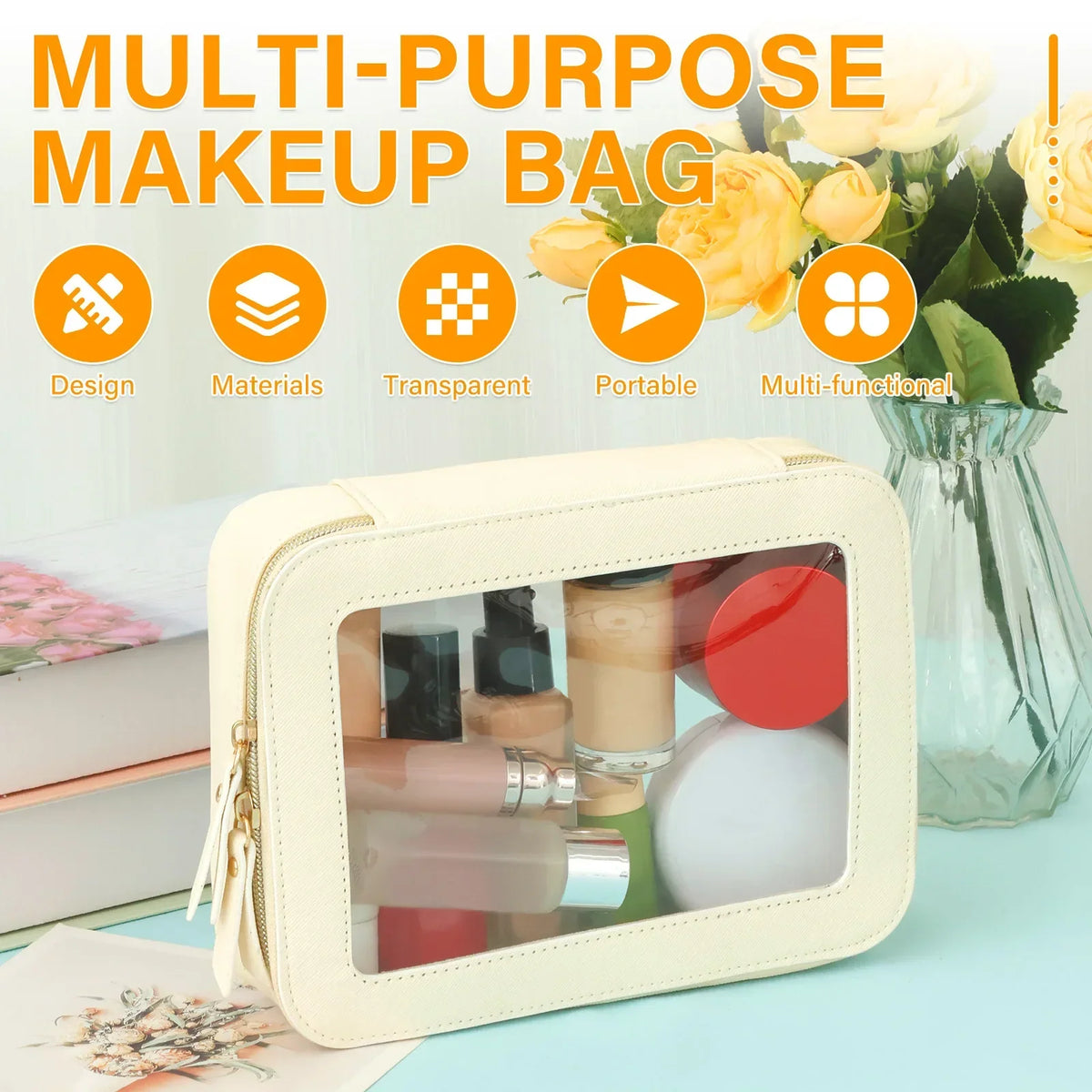 PVC Transparent Makeup Bag – Waterproof Travel Cosmetic Case