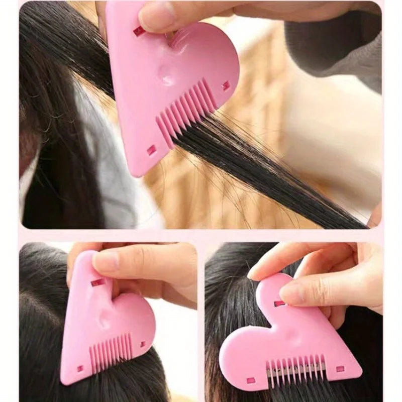 Pink Heart Double-Sided Hair Thinning Comb & Cutting Blade