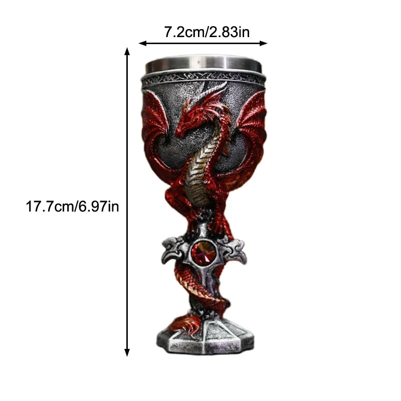 Medieval Dragon Goblet Resin & Stainless Steel Chalice Cup