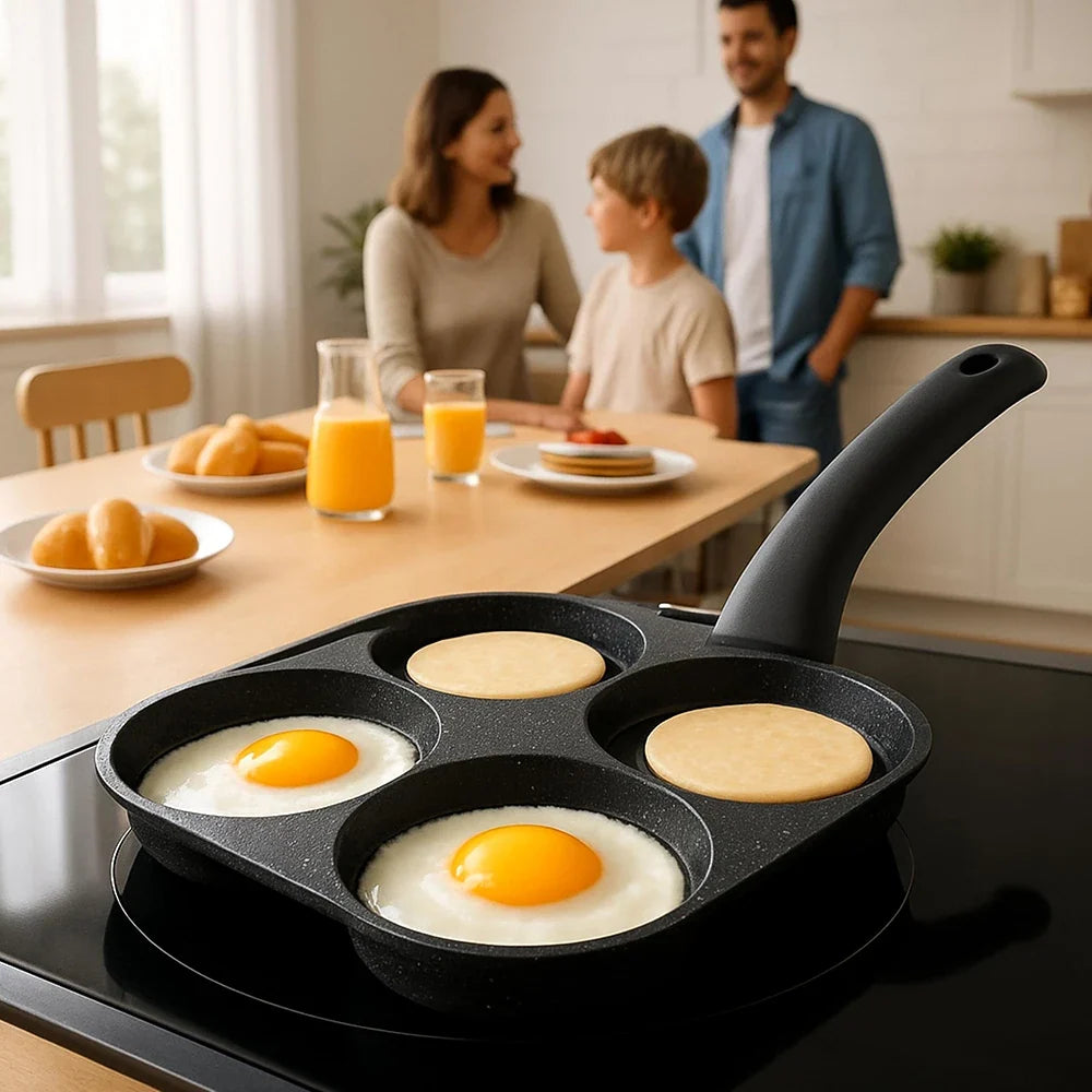 Nonstick 4-Cup Egg Pan Cast Iron Gas & Induction Compatible