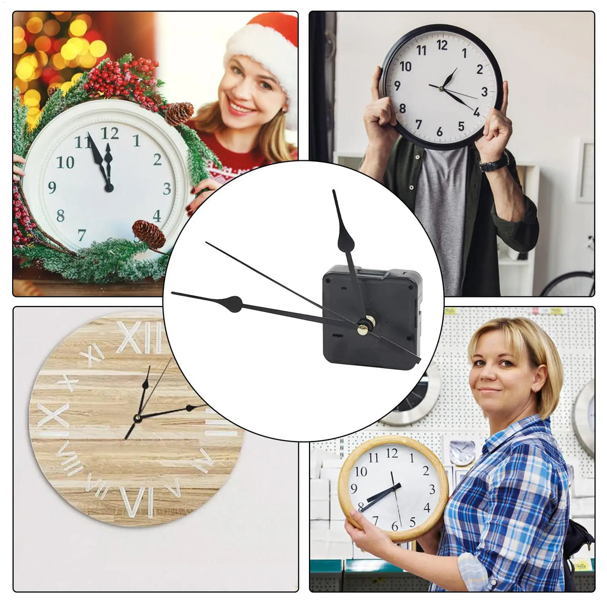 Silent Wall Clock Movement Mechanism – DIY Repair Kit with Hands
