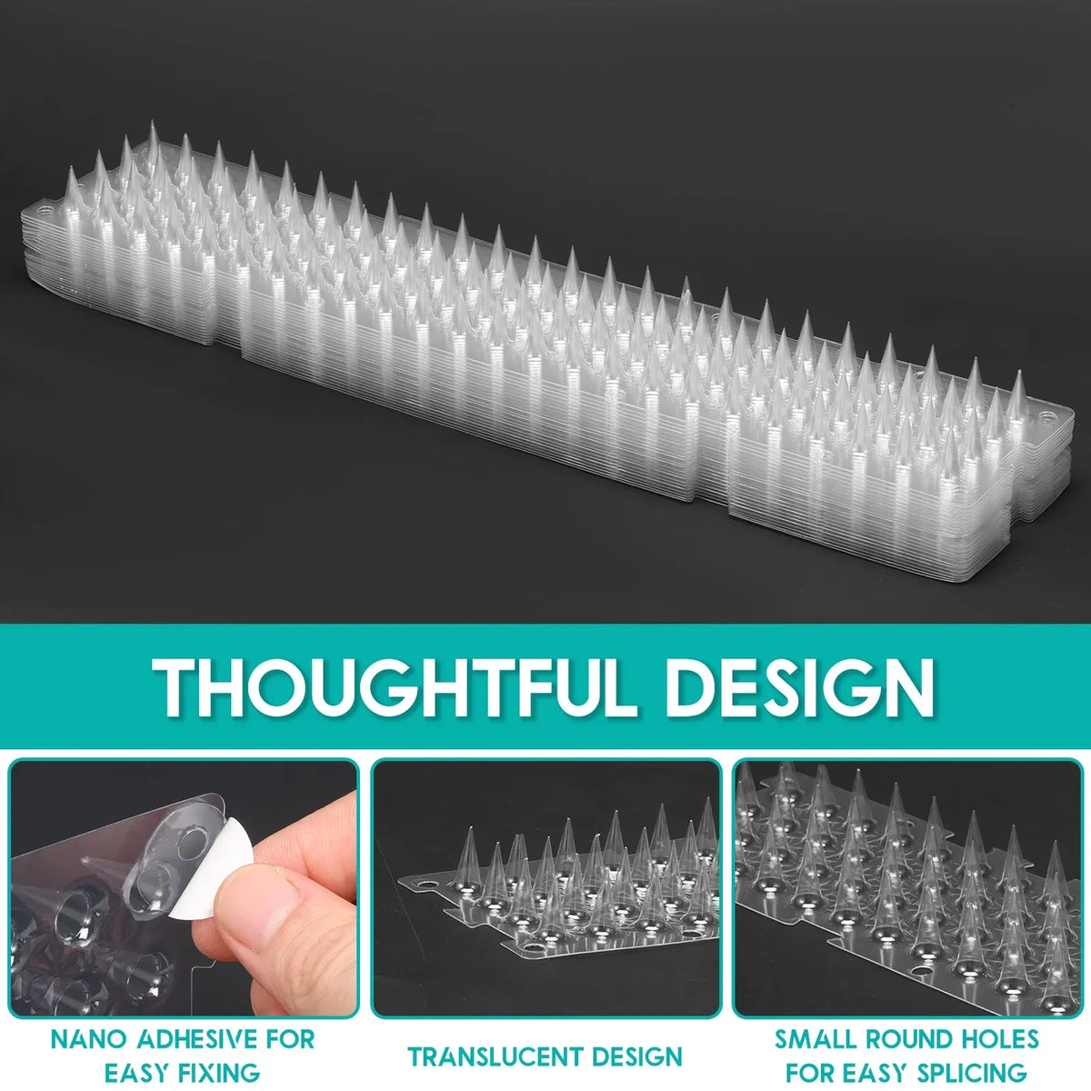 24-Pack Transparent Bird Spikes – Fence & Wall Deterrent