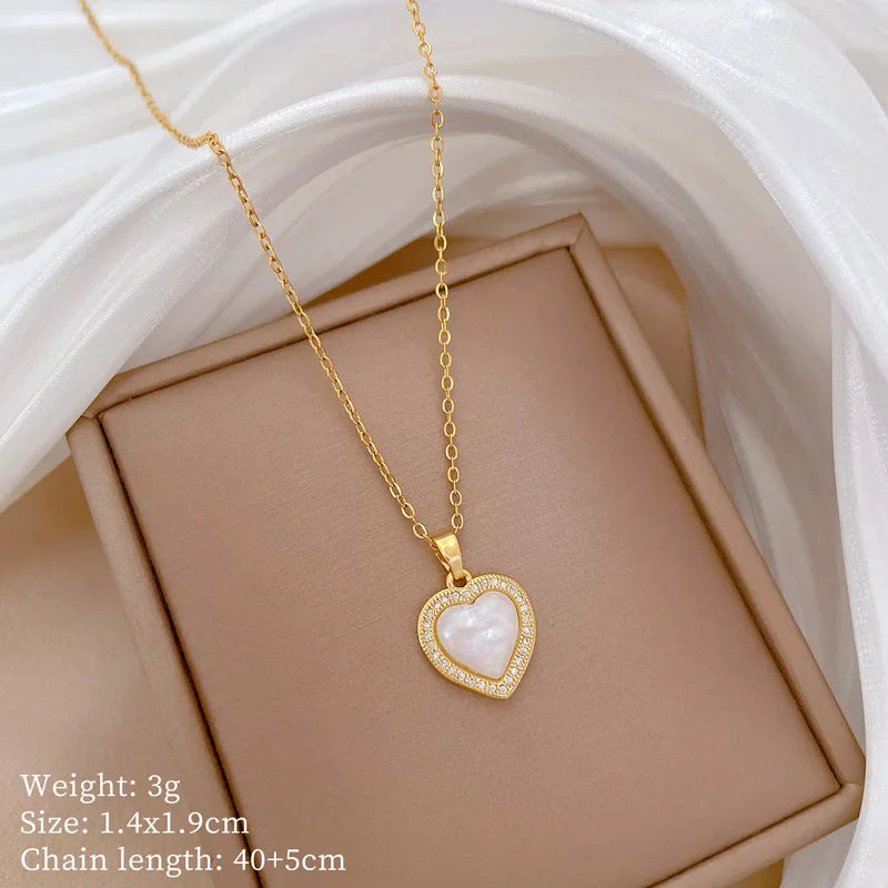 Women's Gold Heart Pendant Necklace – Stainless Steel Choker