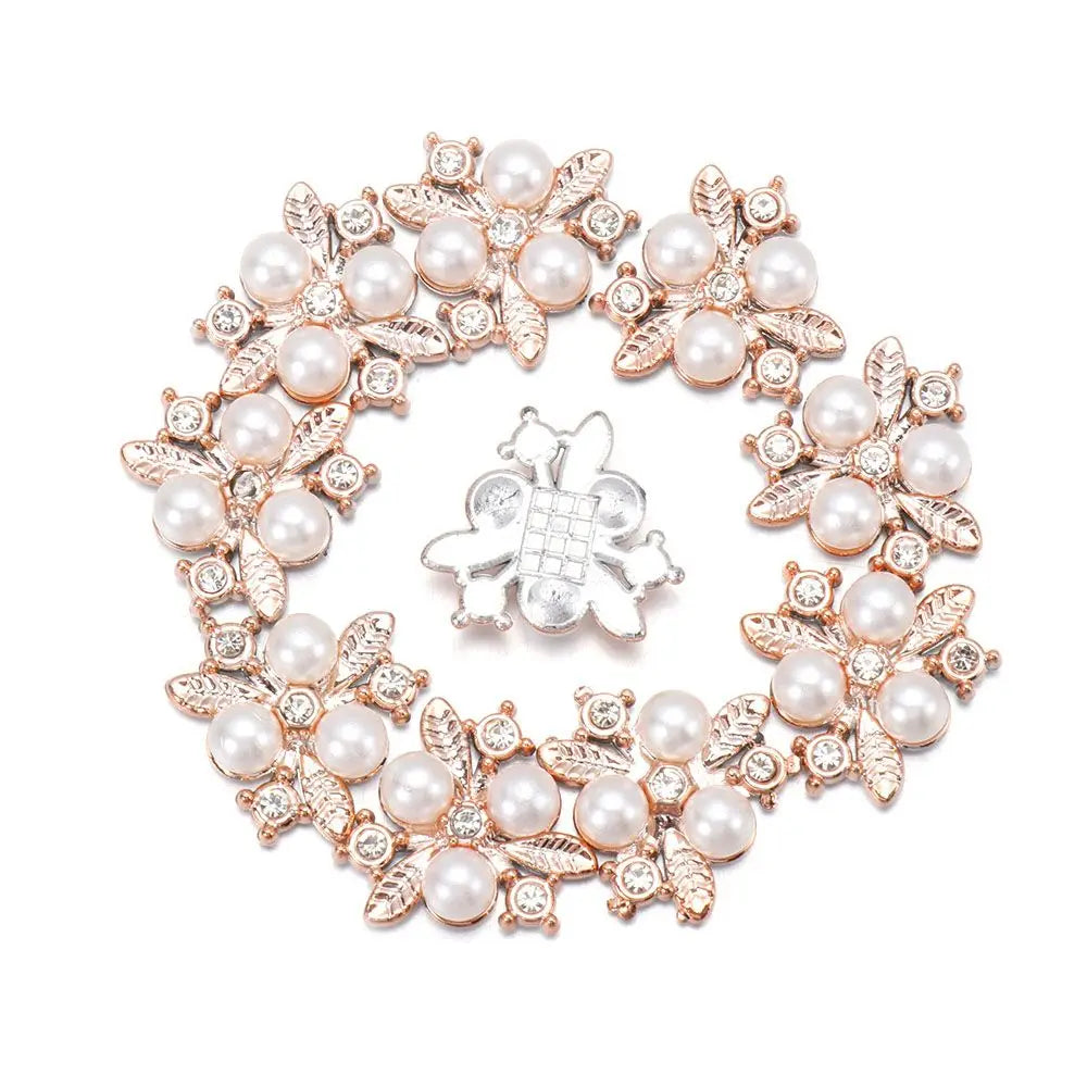 10PCS Pearl Flower Rhinestone Buttons – DIY Sewing Embellishments