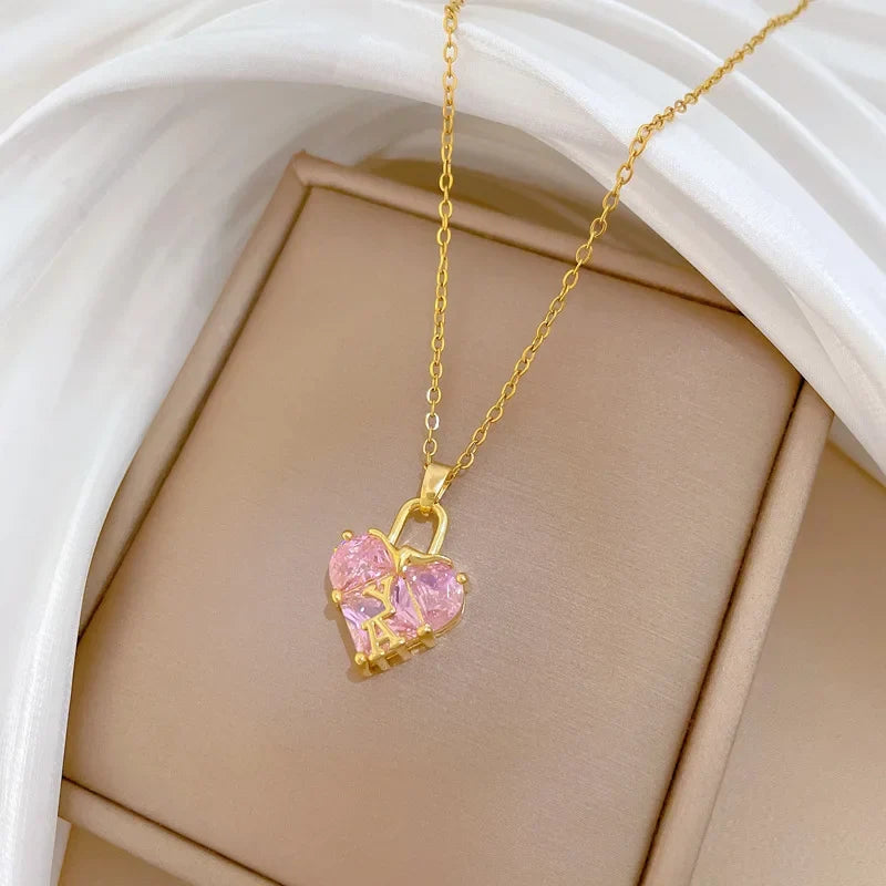 Heart Lock Pendant Choker Necklace | Gold Stainless Steel