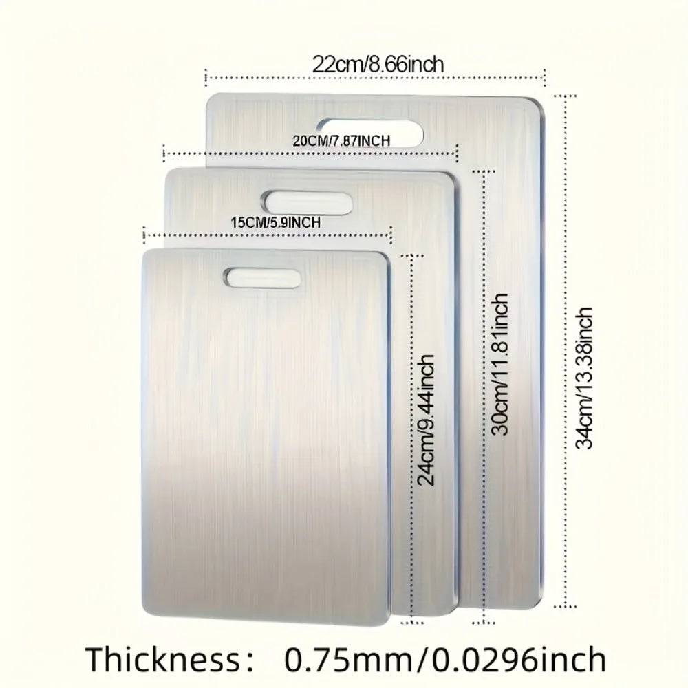 3-Piece Stainless Steel Cutting Board Set – BPA Free & Rustproof