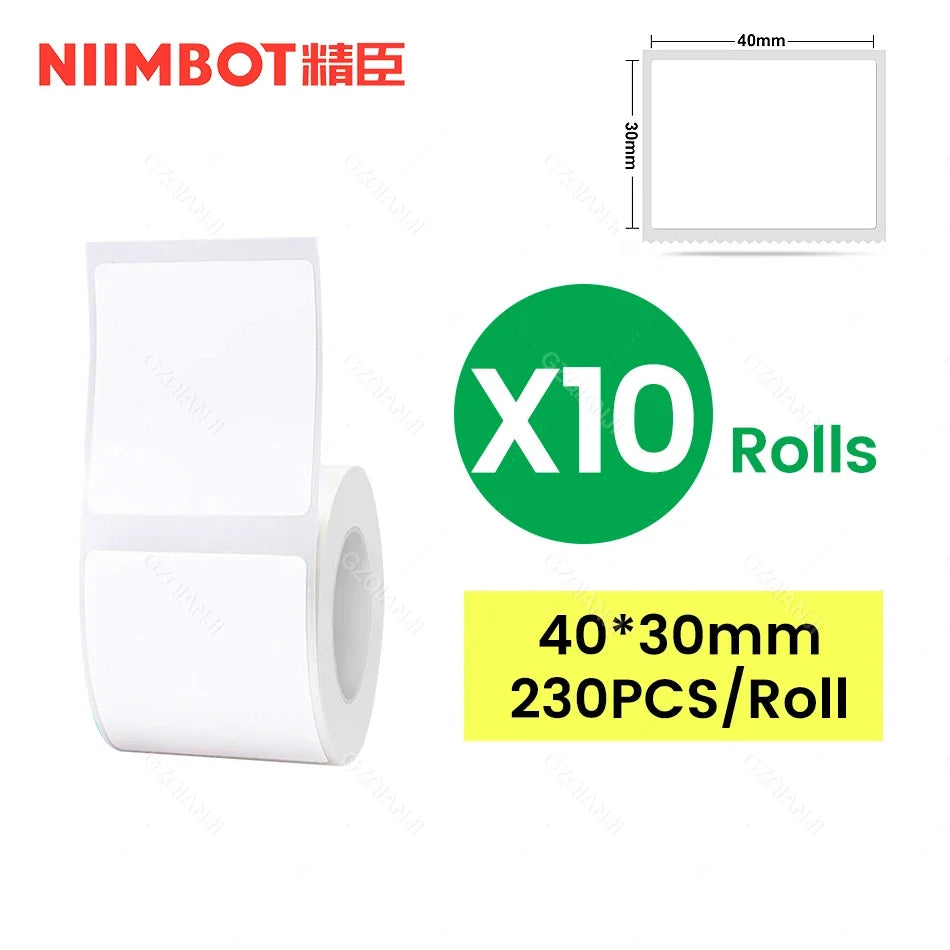NiiMbot Thermal Label Rolls – Round White Waterproof Stickers