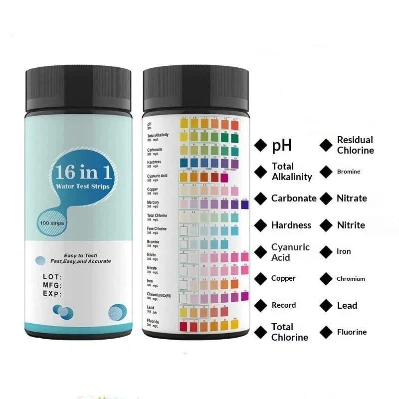16-in-1 Aquarium Water Test Strips 50/100Pcs | pH & More