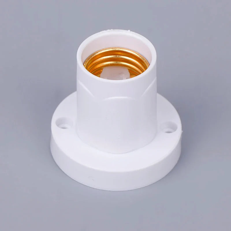 White E27 Lamp Holder Flat Screw LED Bulb Base 10A 230V