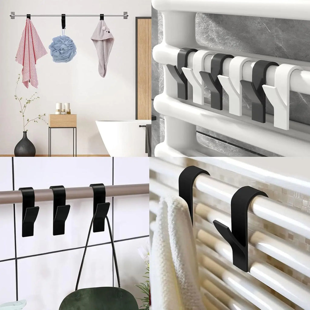10PCS Rail Hooks for Towels, Clothes & Bathroom Storage | ABS