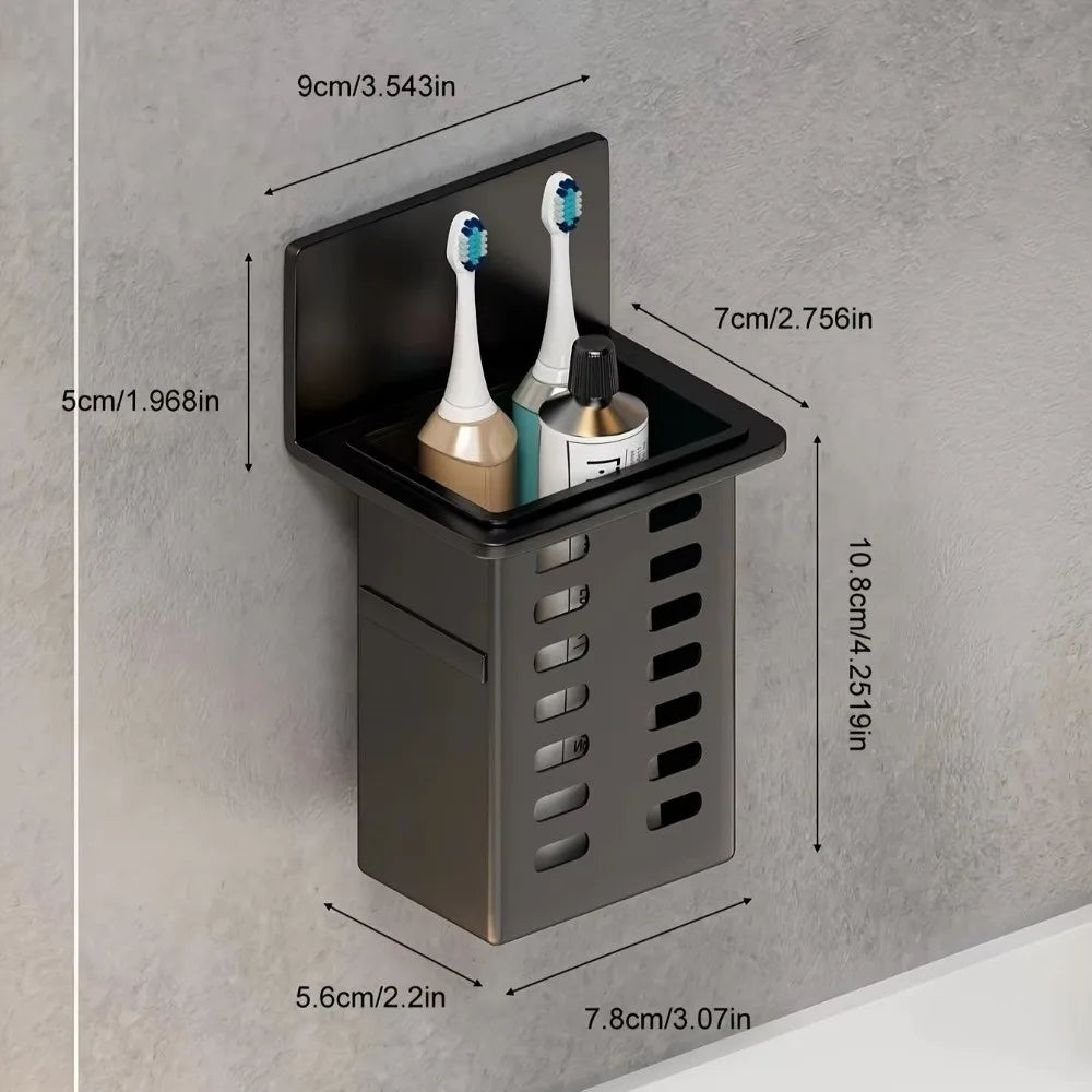 Wall Mounted Toothbrush Holder – No-Drill Self-Adhesive Rack