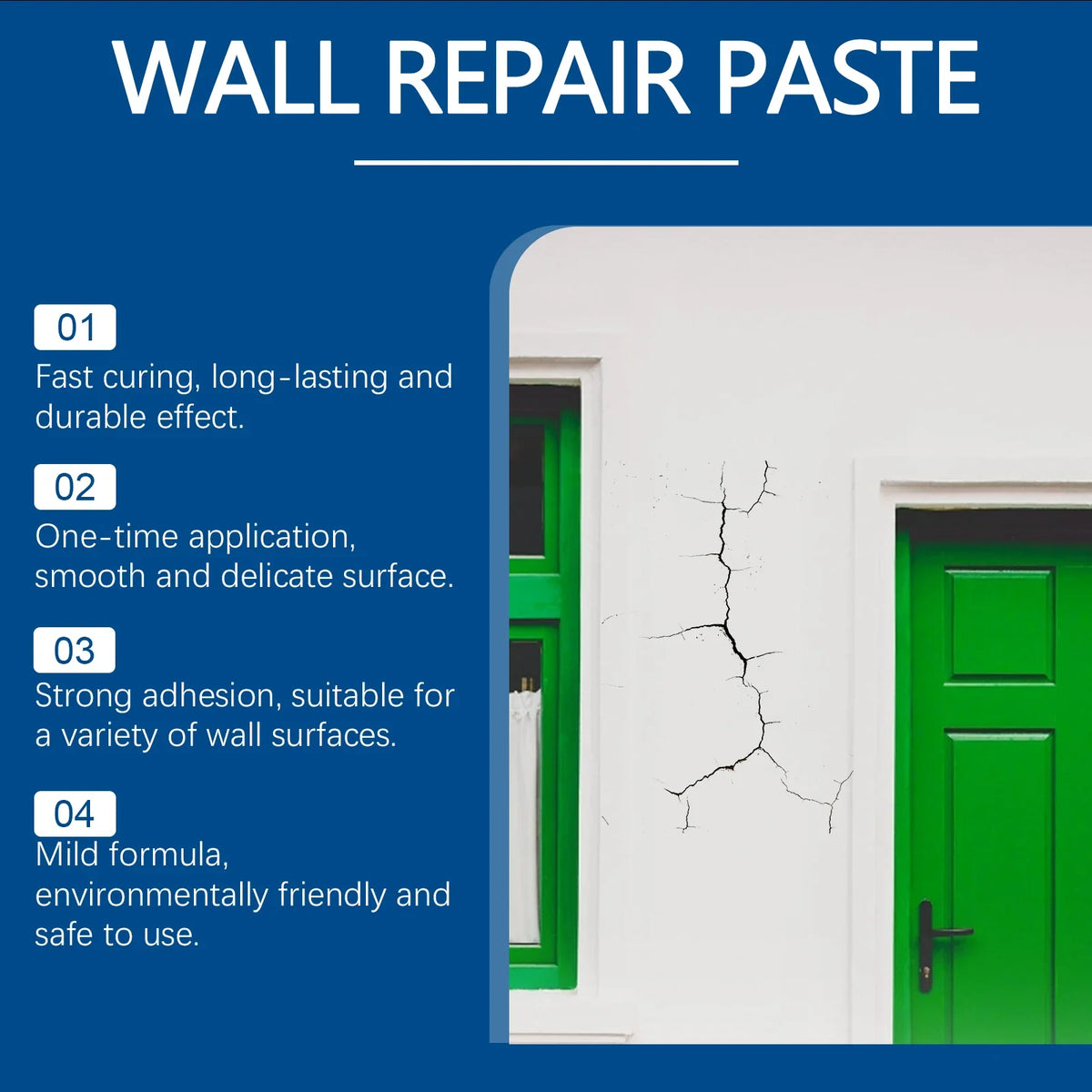 Wall Repair Paste Kit – Quick-Dry Spackle Filler & Scraper 100g
