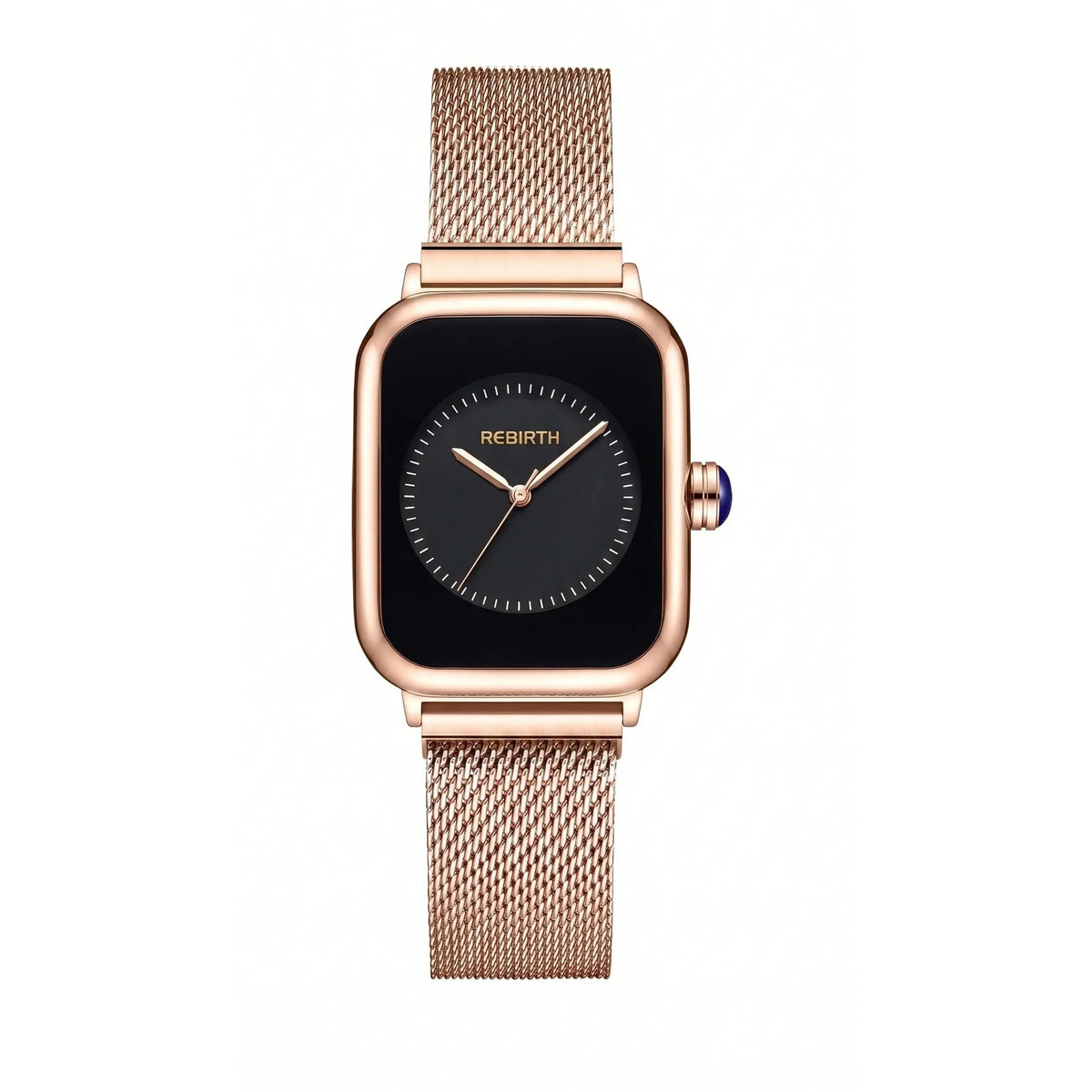 REBIRTH Rose Gold Square Women's Watch – Black Dial Quartz