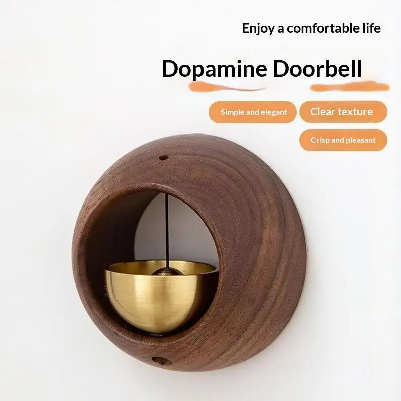 Black Walnut Wood Magnetic Entry Door Bell Hanging Chime