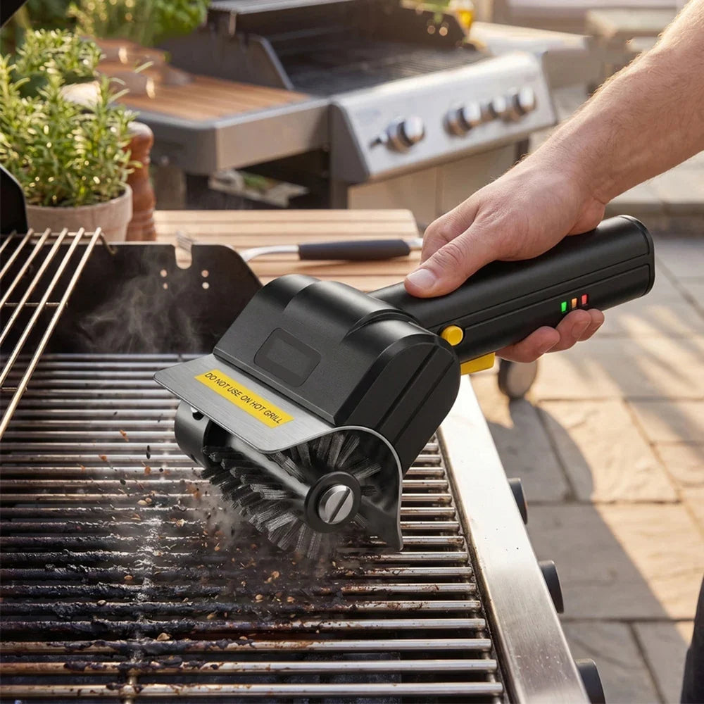 Rechargeable Cordless Electric BBQ Grill Brush with LED Light