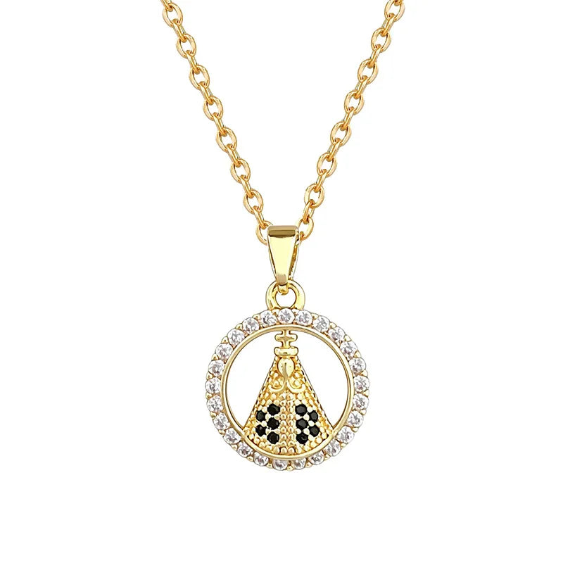 Women's Gold Hoop Pendant Choker Necklace | Stainless Steel