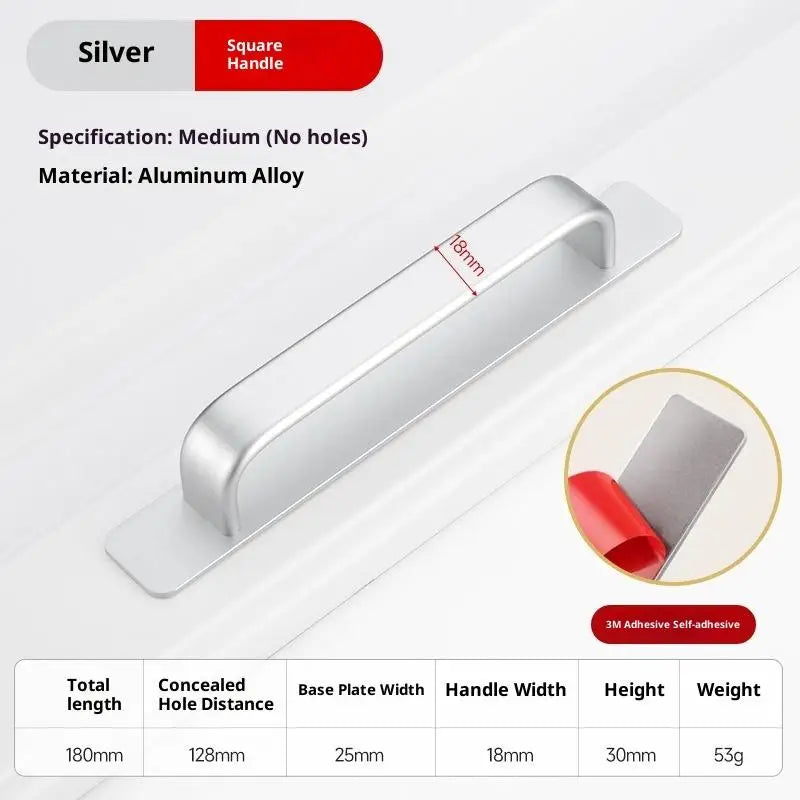 Drill-Free Aluminum Adhesive Door Handle for Sliding Doors & Drawers