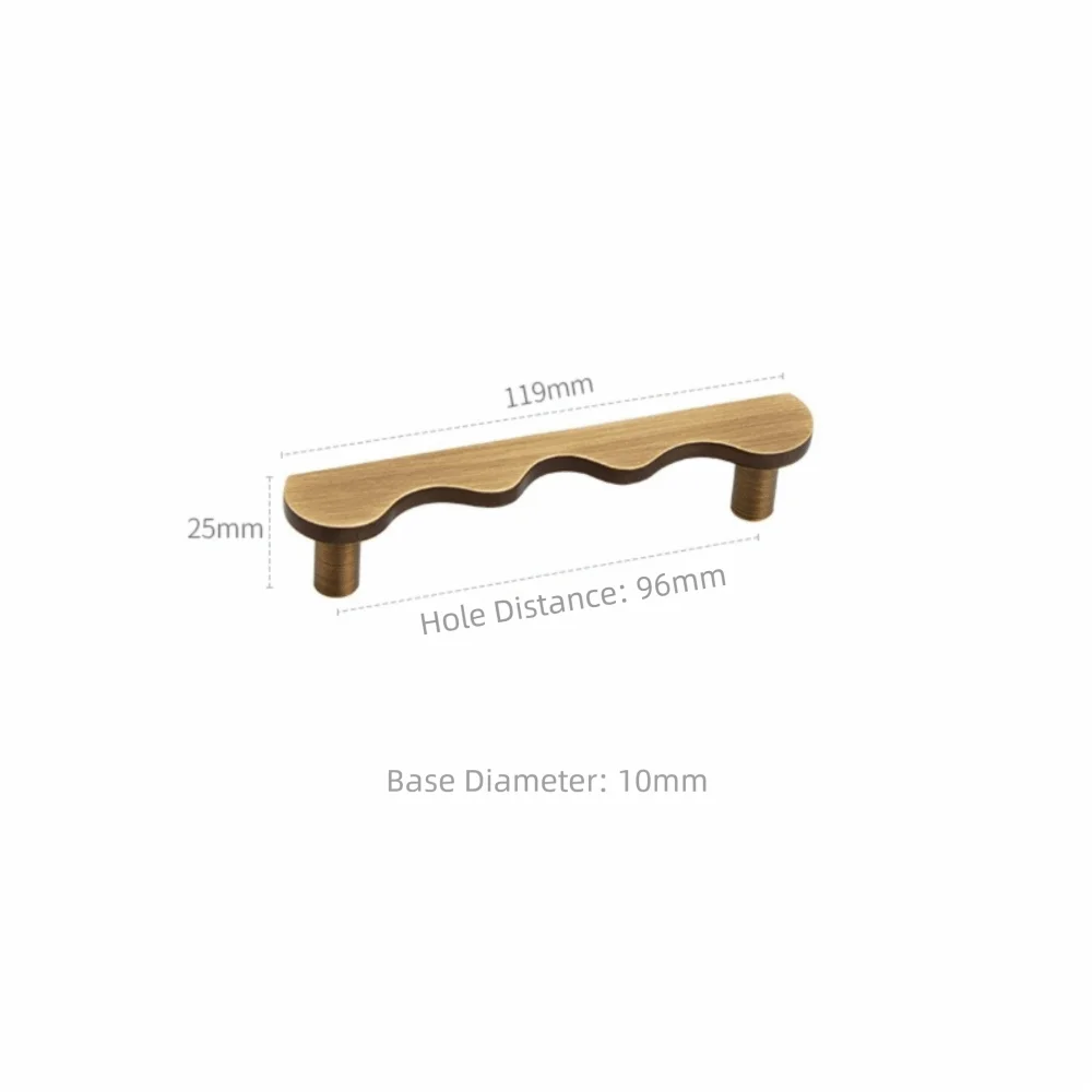 Modern Wave Brass Cabinet Handles & Drawer Pulls – Gold Bronze