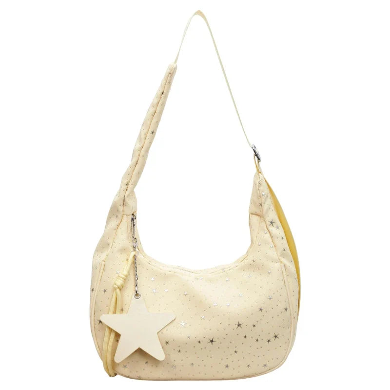Pleated Tote Crossbody Bag – Women's Star Shoulder Handbag
