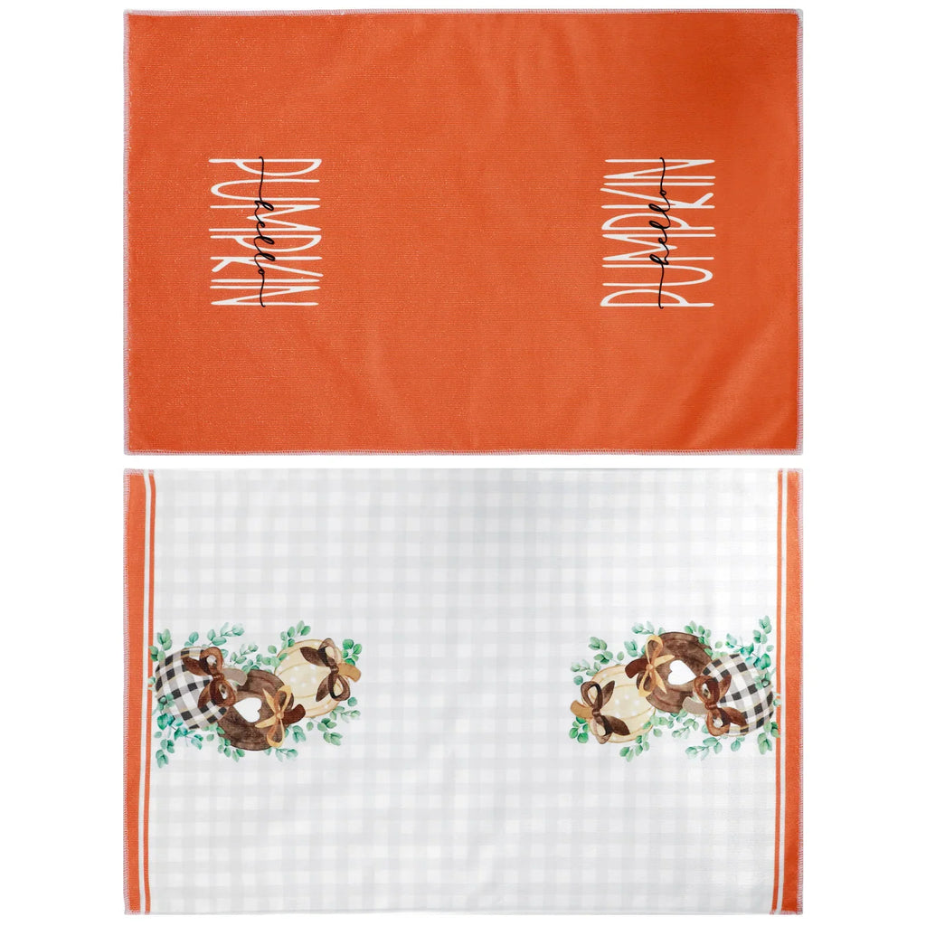 2-Pack Fall Pumpkin Microfiber Kitchen Dish Towels | Autumn