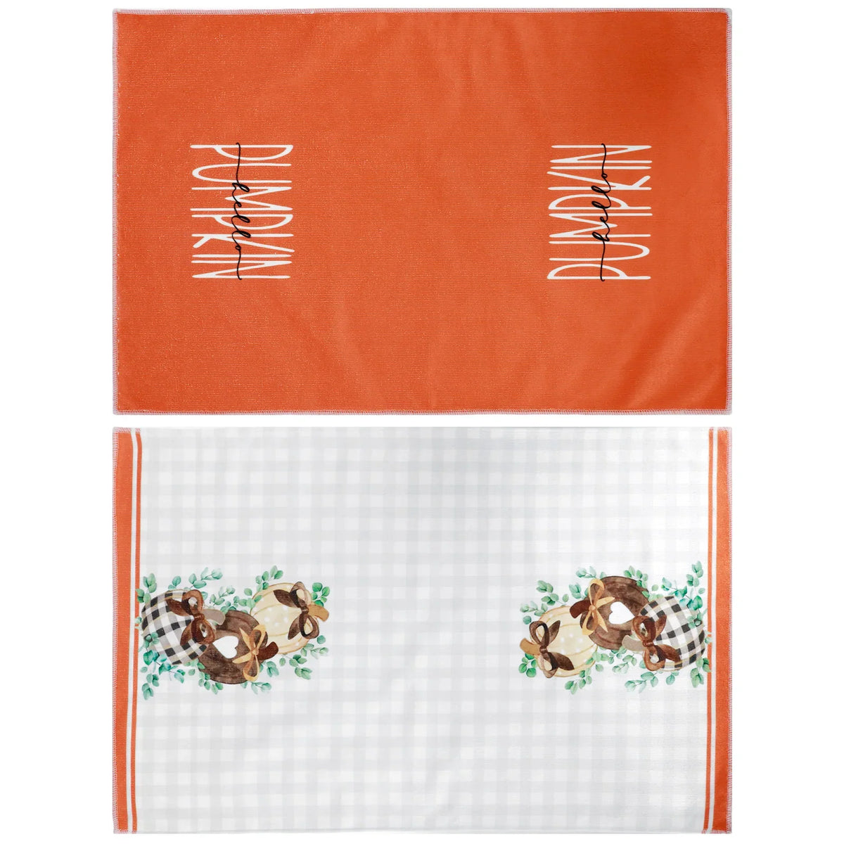 2-Pack Fall Pumpkin Microfiber Kitchen Dish Towels | Autumn