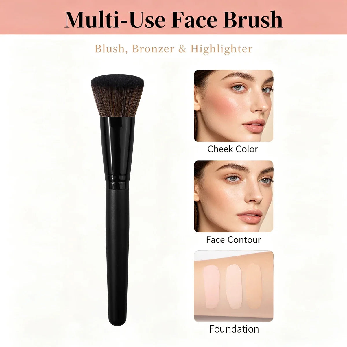 Angled Foundation Brush – Synthetic Bristles, Multi-Use Face