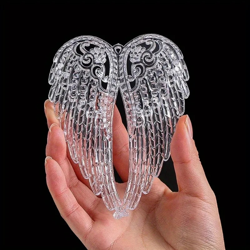5PCS Acrylic Crystal Angel Wings Christmas Ornaments