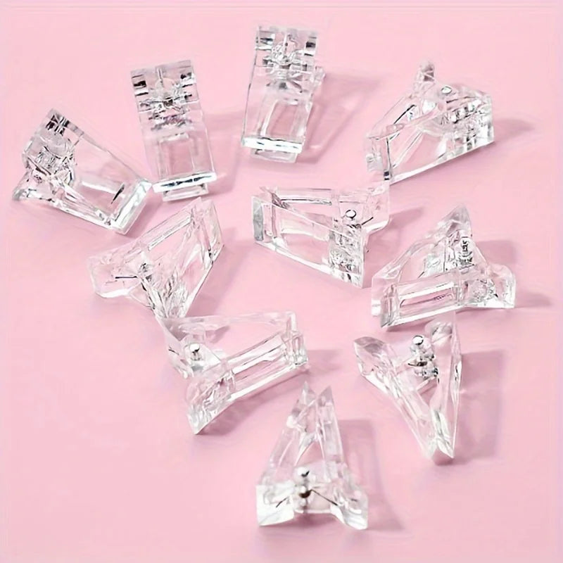 10Pcs Gel Nail Extension Builder Clamps Manicure Tool Set