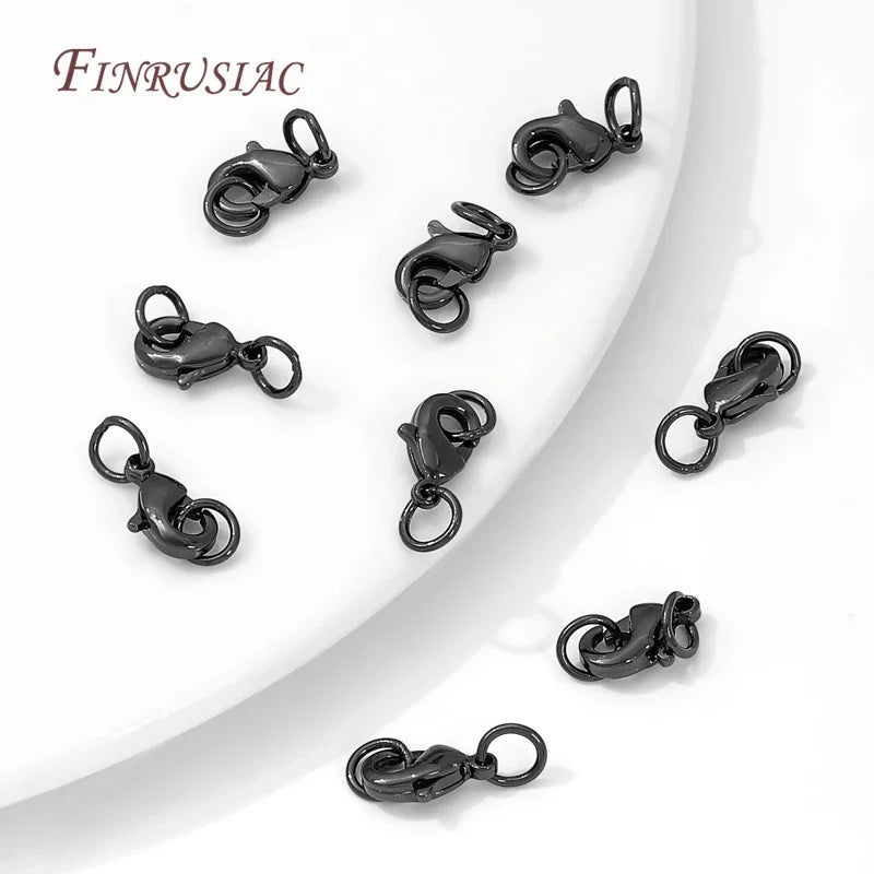 Black Brass Lobster Clasps & Rings – 9.5mm 12mm 15mm | FINRUSIAC