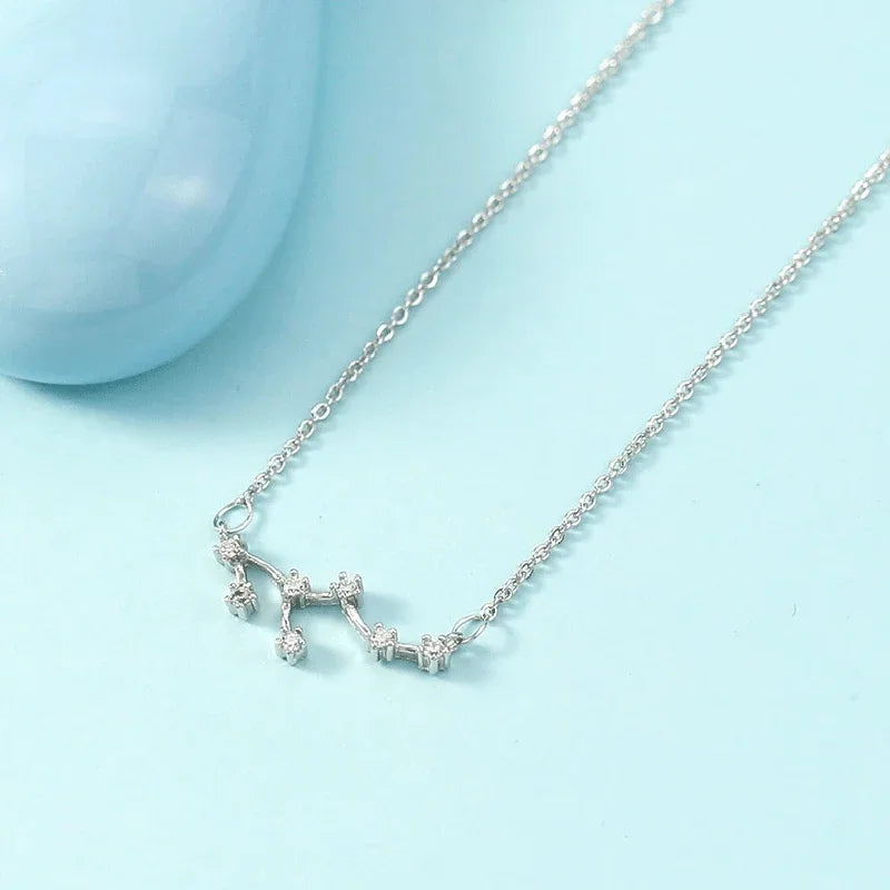 Zodiac Symbol Pendant Necklace – Minimalist Silver Collarbone