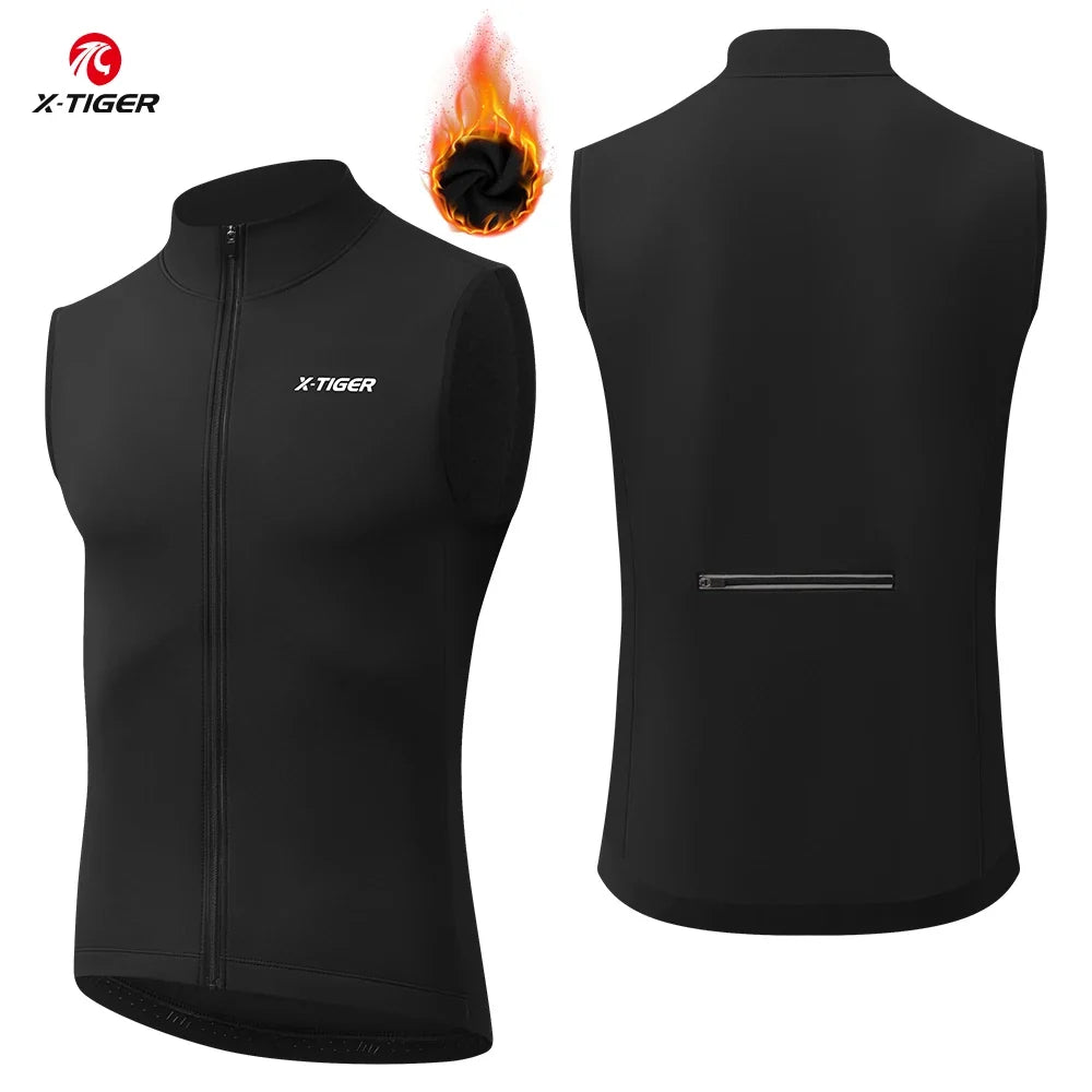 X-TIGER Windproof Cycling Vest – Fleece-Lined Winter Gilet