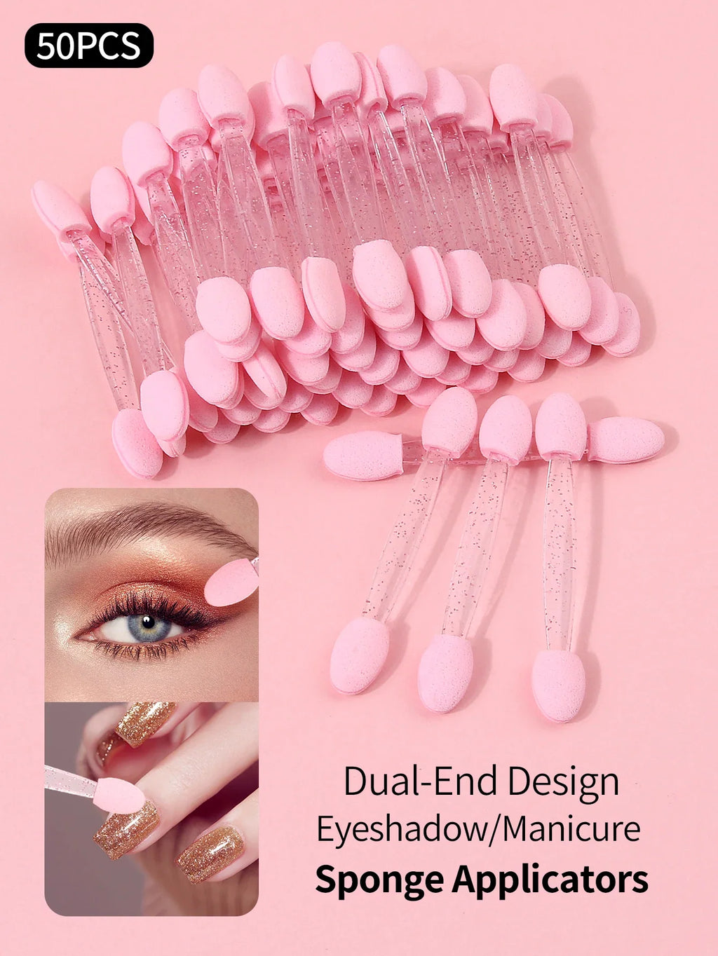 50Pcs Dual-End Sponge Applicators – Eyeshadow & Nail Art