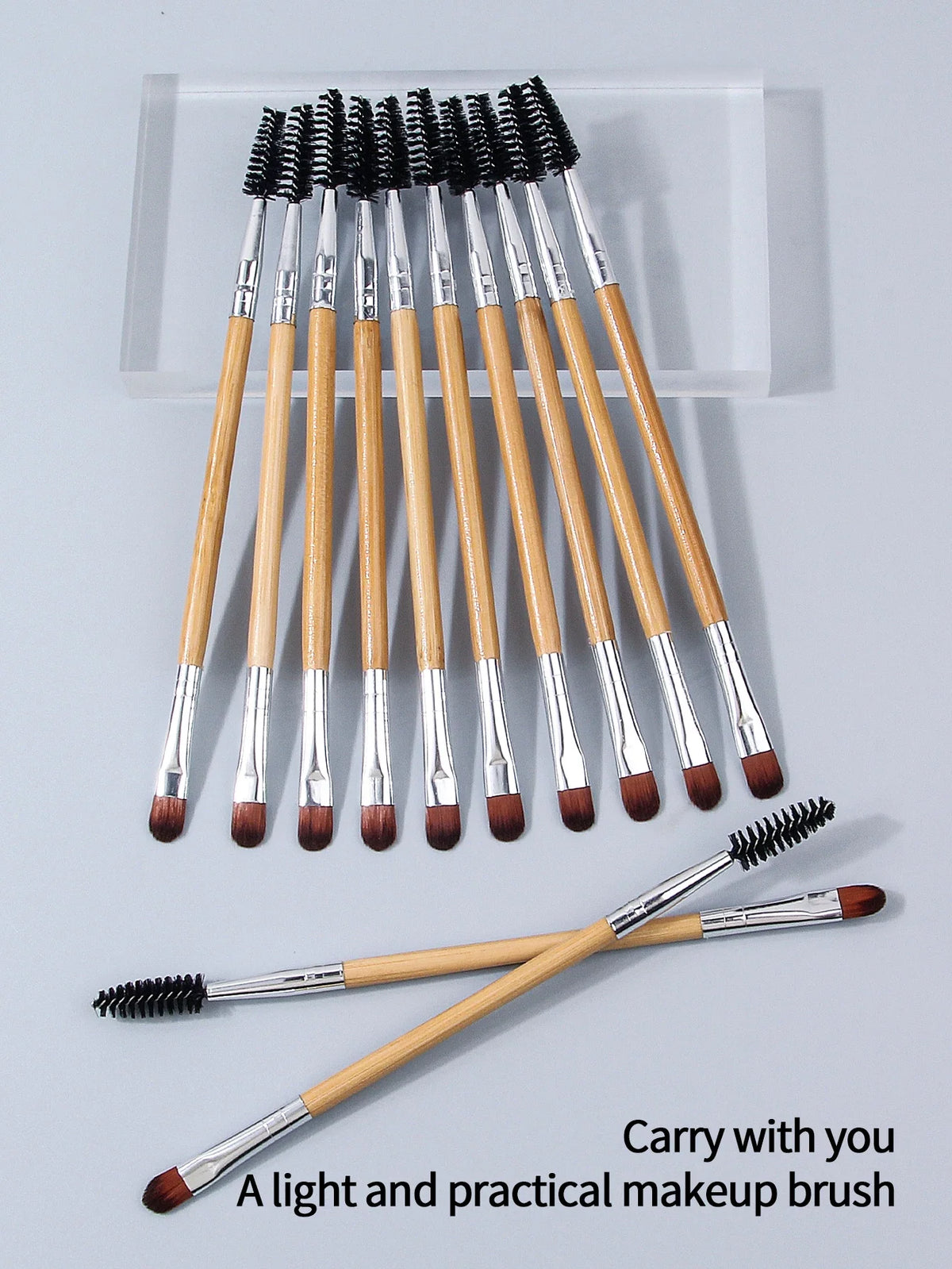 12PCS Double-Ended Eye Makeup Brush Set – Bamboo Handle