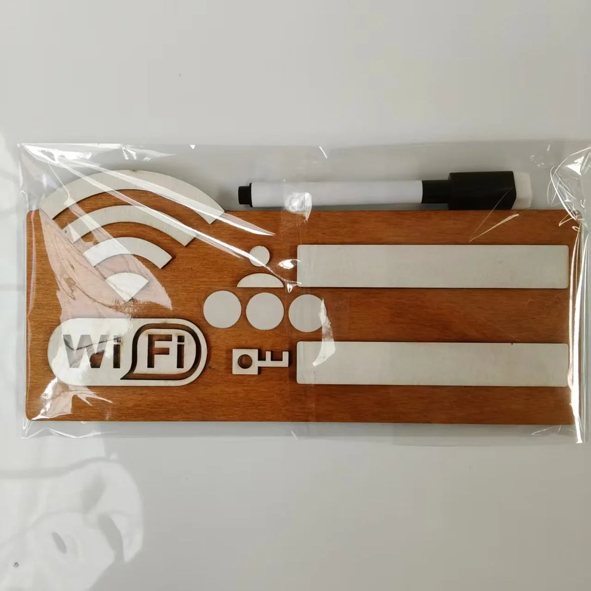 WiFi Password Wall Plaque – Self-Adhesive Wooden Sign + Pen