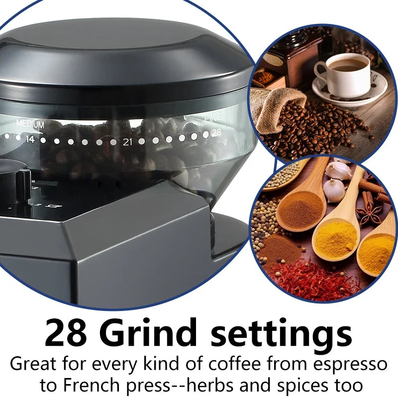 DUTRIEUX Electric Burr Coffee Grinder – 28 Grind Settings