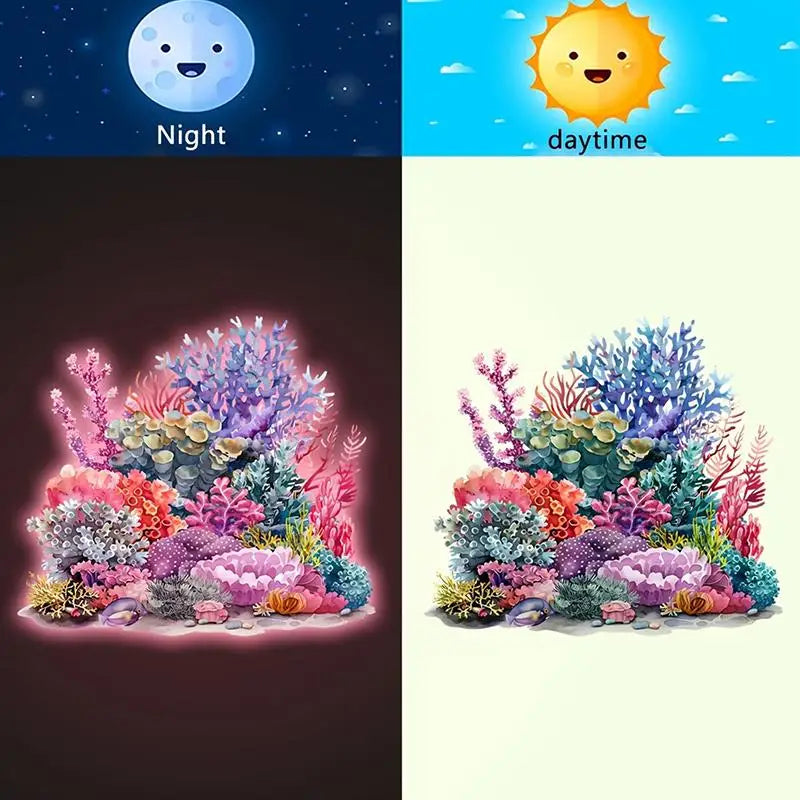 Glow-in-the-Dark Coral Reef Sticker – Luminous Wall Decal