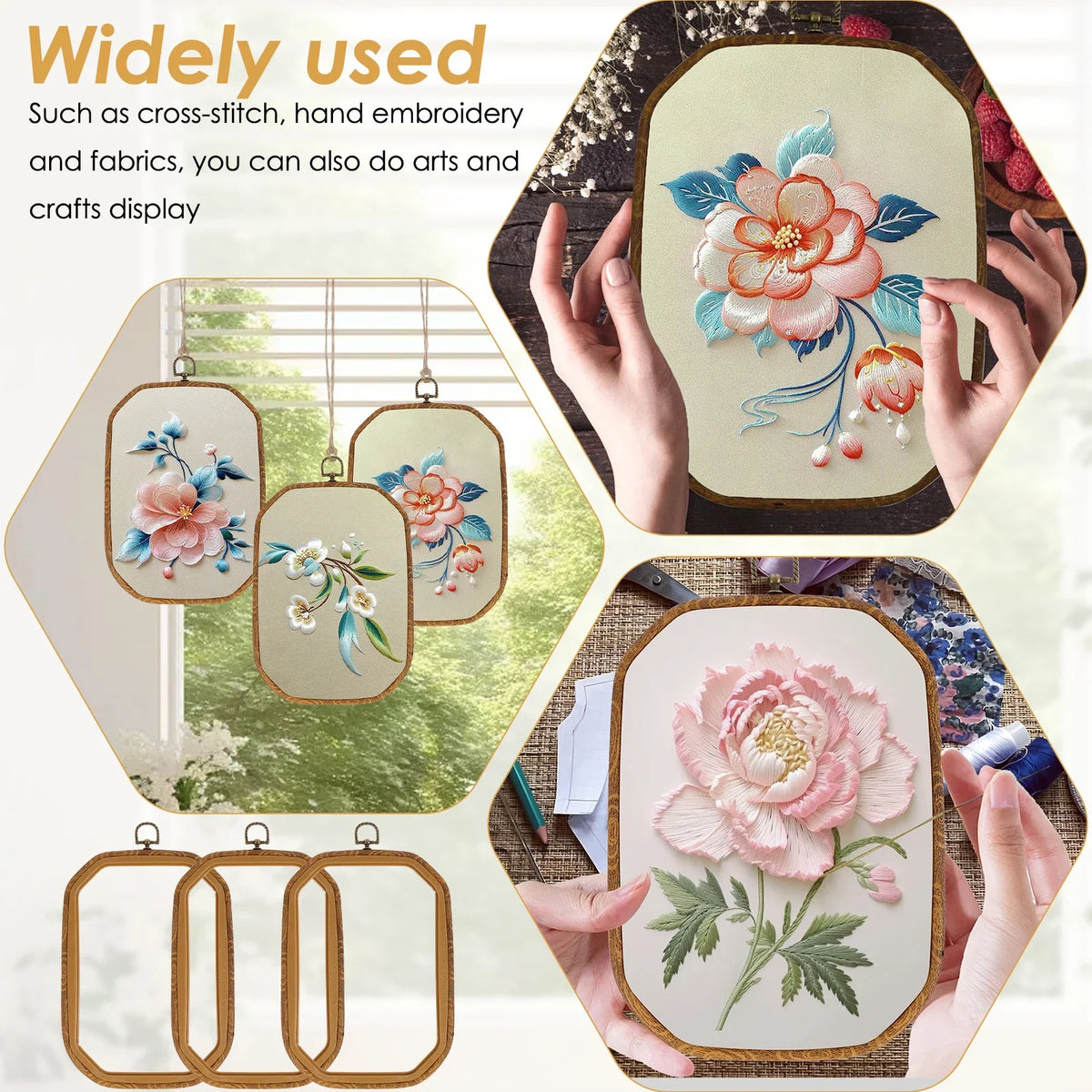 3-Piece Embroidery Hoops Set – Retro Cross Stitch & Display Hoops