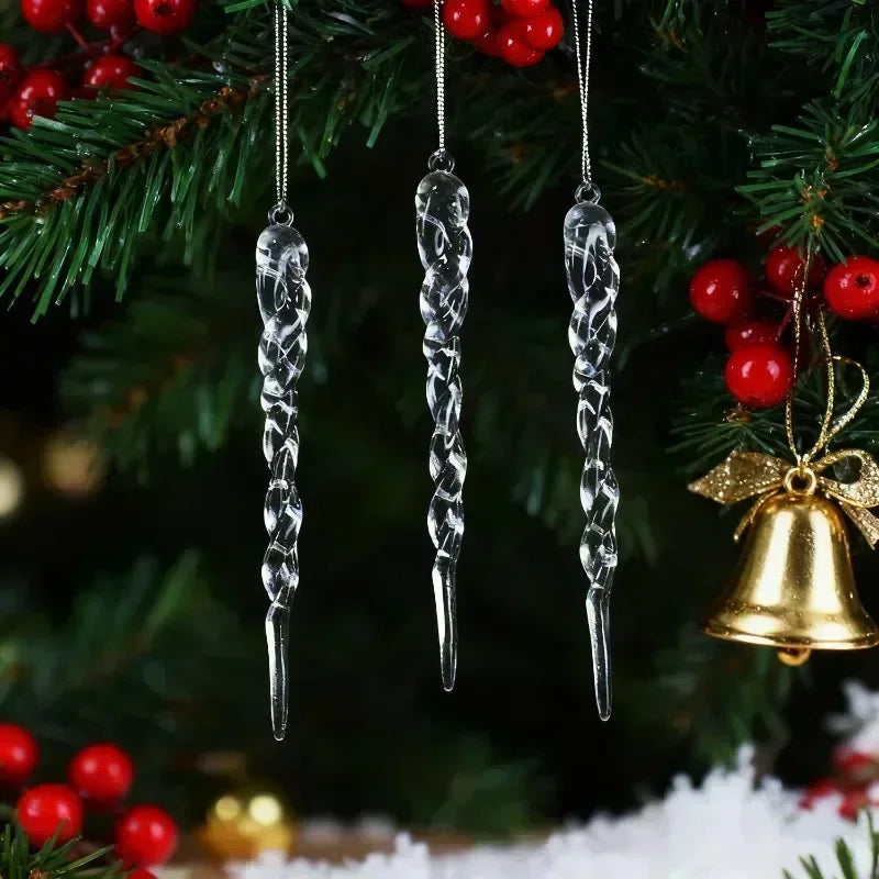 36PCS Clear Acrylic Icicle Christmas Ornaments – 9 Styles