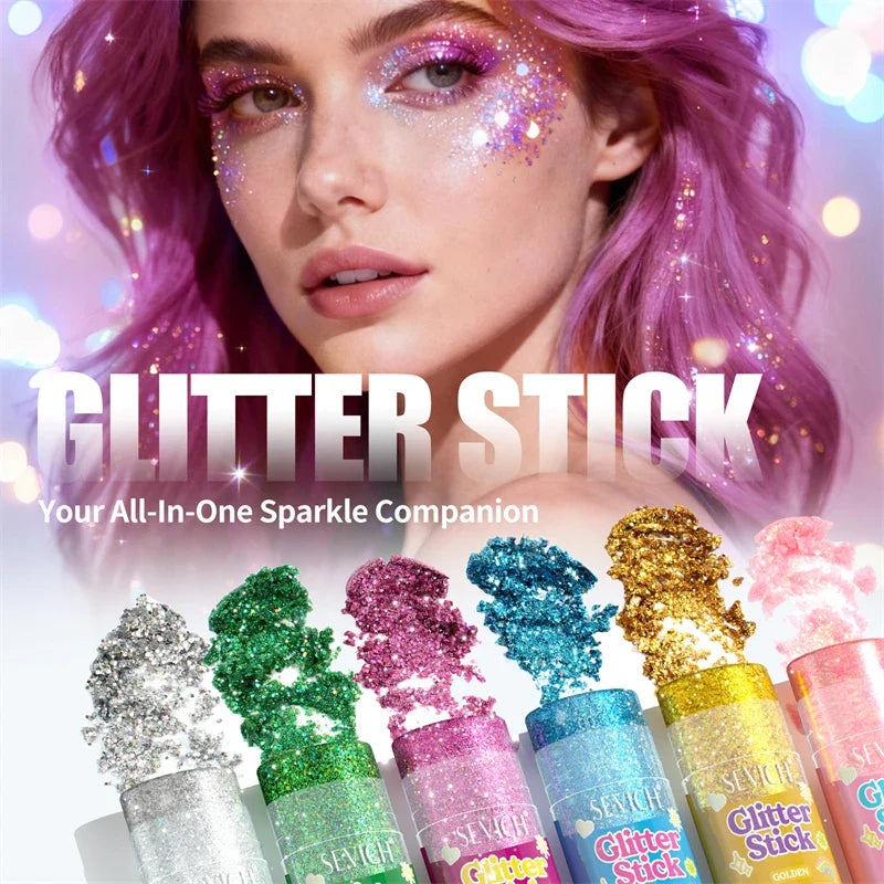 Body Glitter Stick – Shiny Makeup Gel for Hair, Face & Body