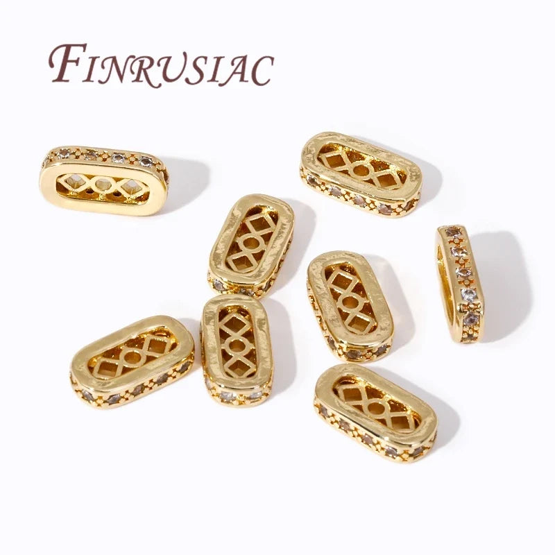 14K/18K Gold Plated Zircon Spacer Bar Beads – 3/5/7 Holes