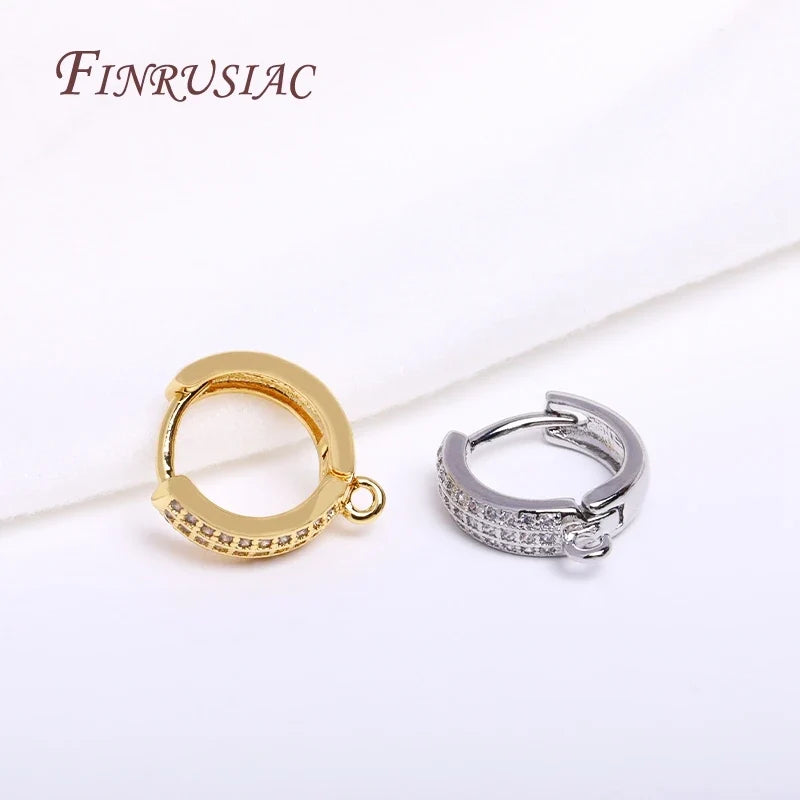 18K Gold Plated Zircon Round Hoop Earring Hooks & Clasps