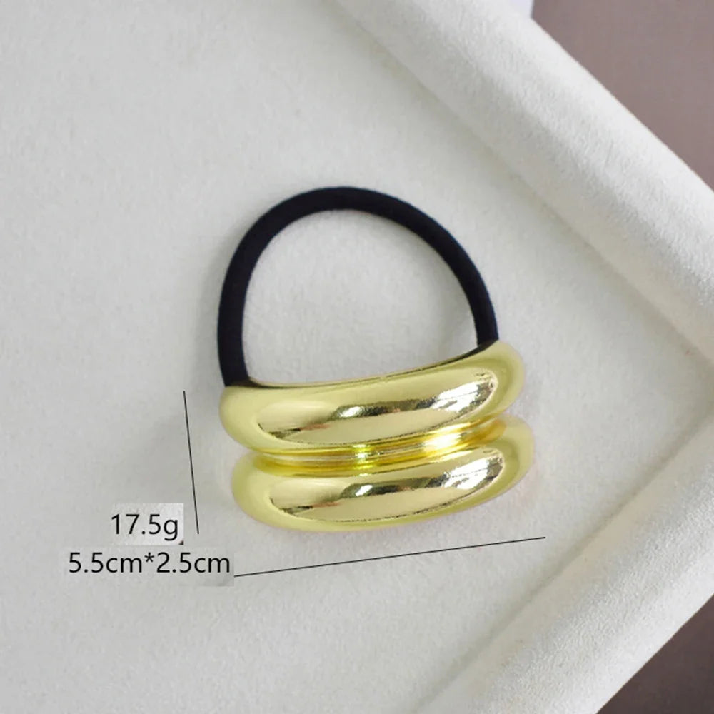 Metal Double-Layer Elastic Hair Bands & Scrunchies for Women